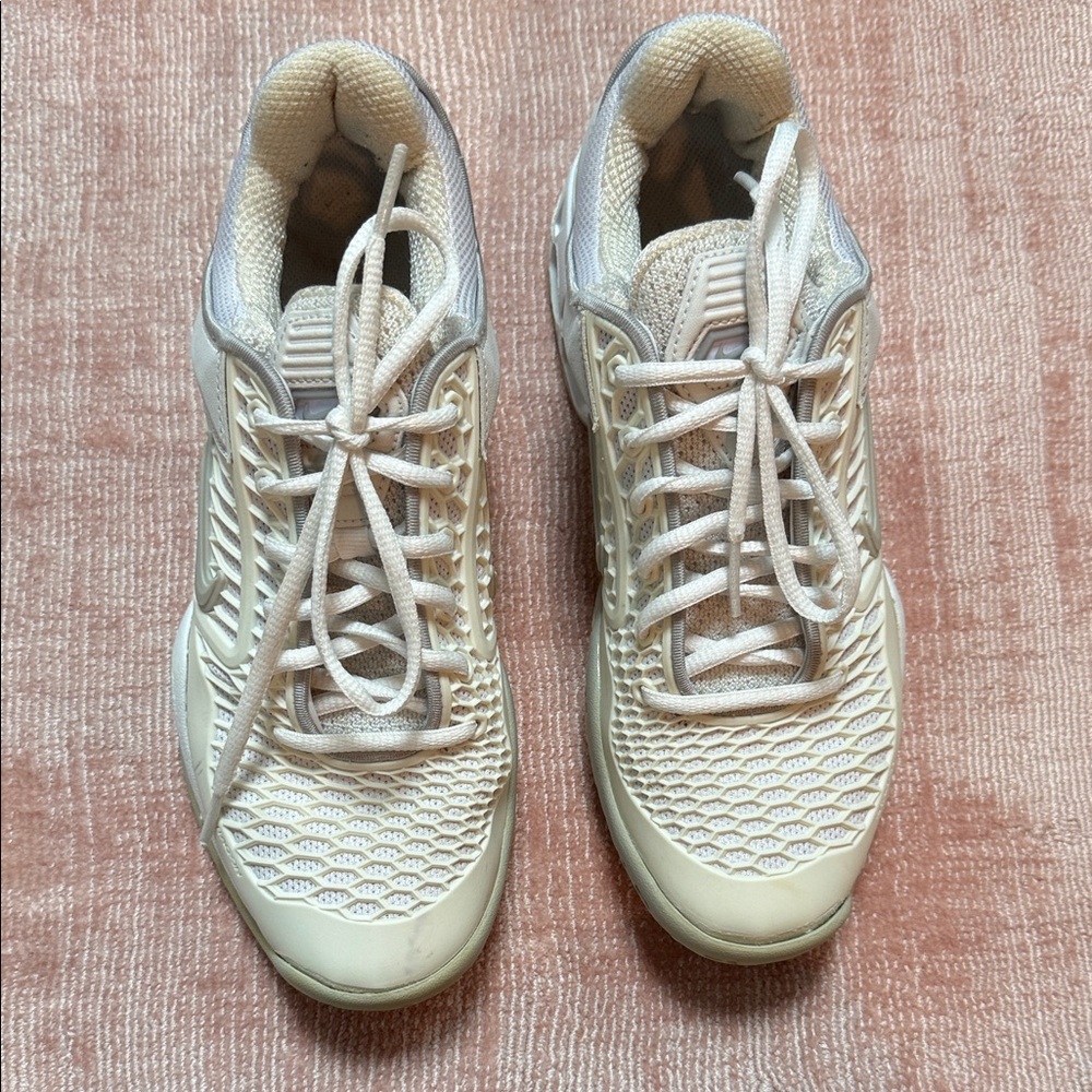 Nike White and Cream Court Athletic Shoes